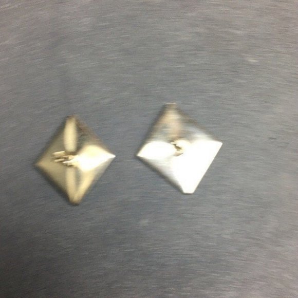 Diamond Pierced Earrings Black Enamel White Squiggle Square Retro Vintage BoHo - Picture 4 of 5